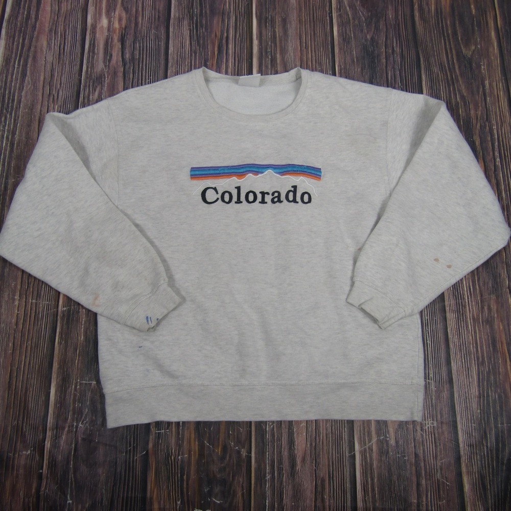 Colorado Sweatshirt Mens Large Gray Pacific & Co Crewneck Embroidered Fleece